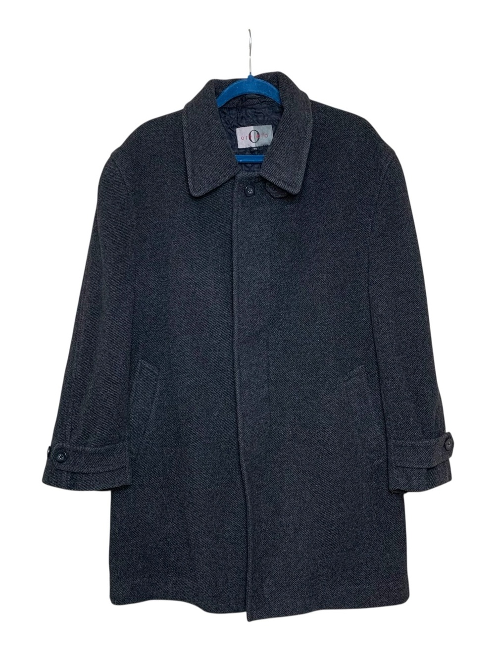 Vintage Charcoal Wool Pea Coat Classic Single-Breasted Lined Overcoat Sz 40